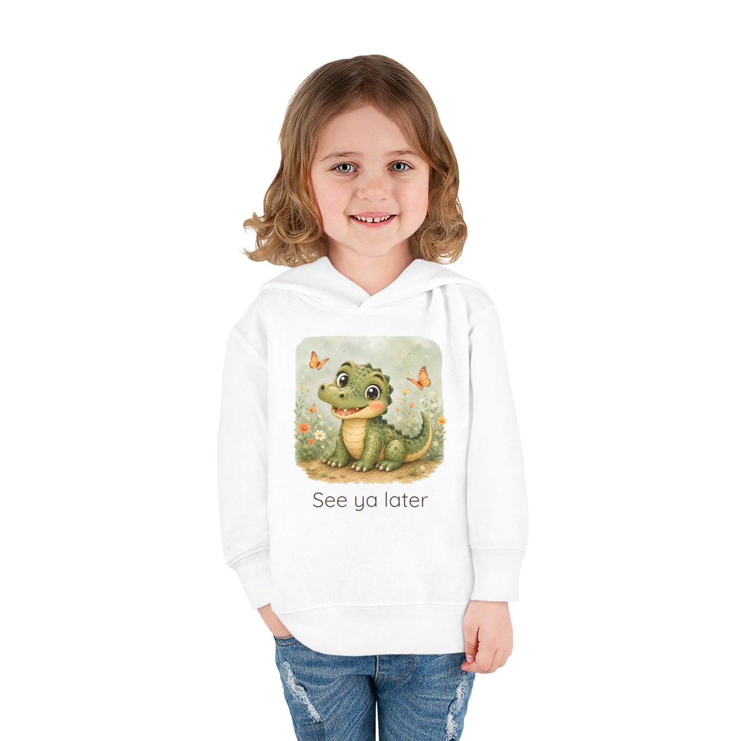 Alligator print toddler hoodie sweatshirt in Turquoise, gender-neutral kids clothing
