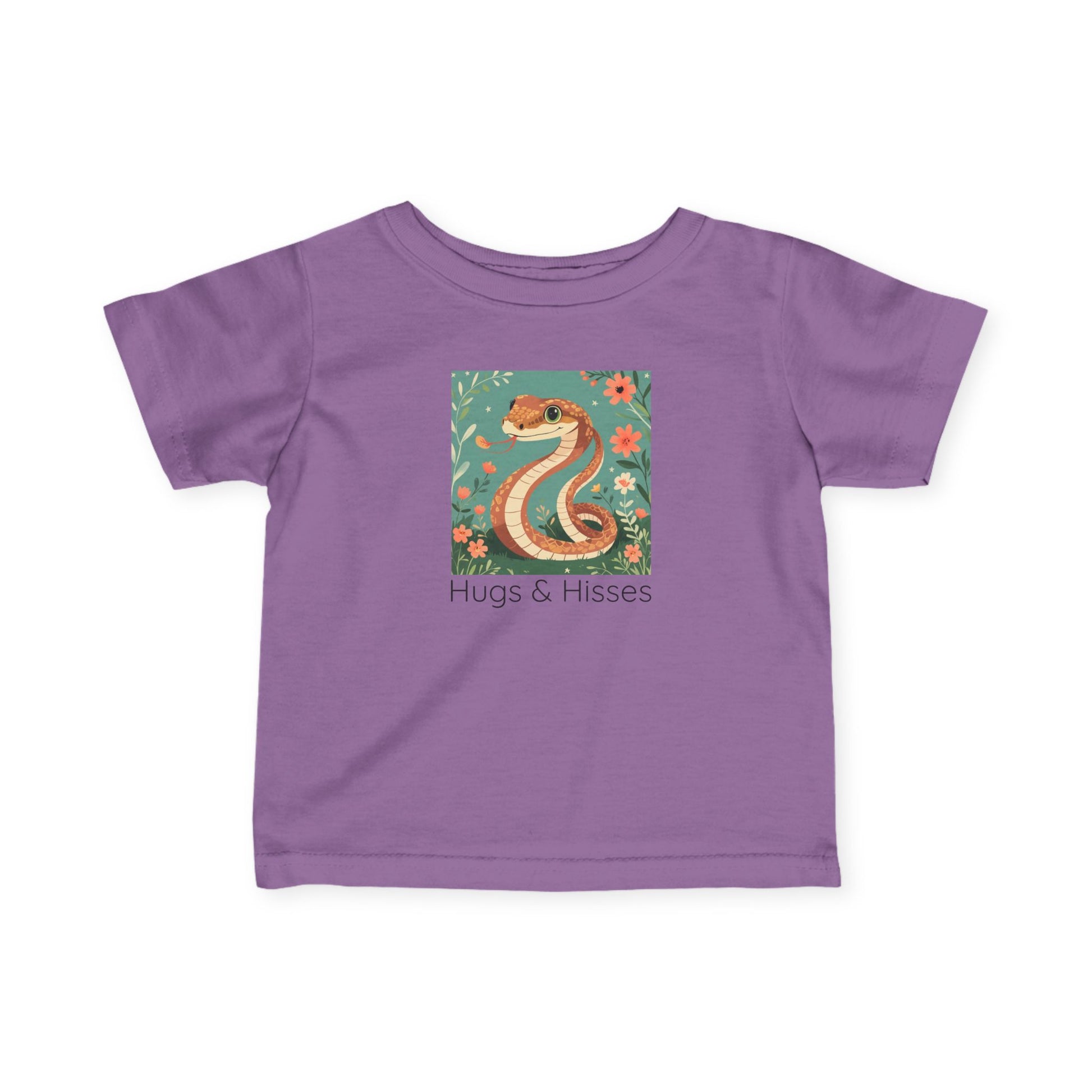 Snake print with floral accents infant t-shirt in Butter, gender-neutral kids clothing