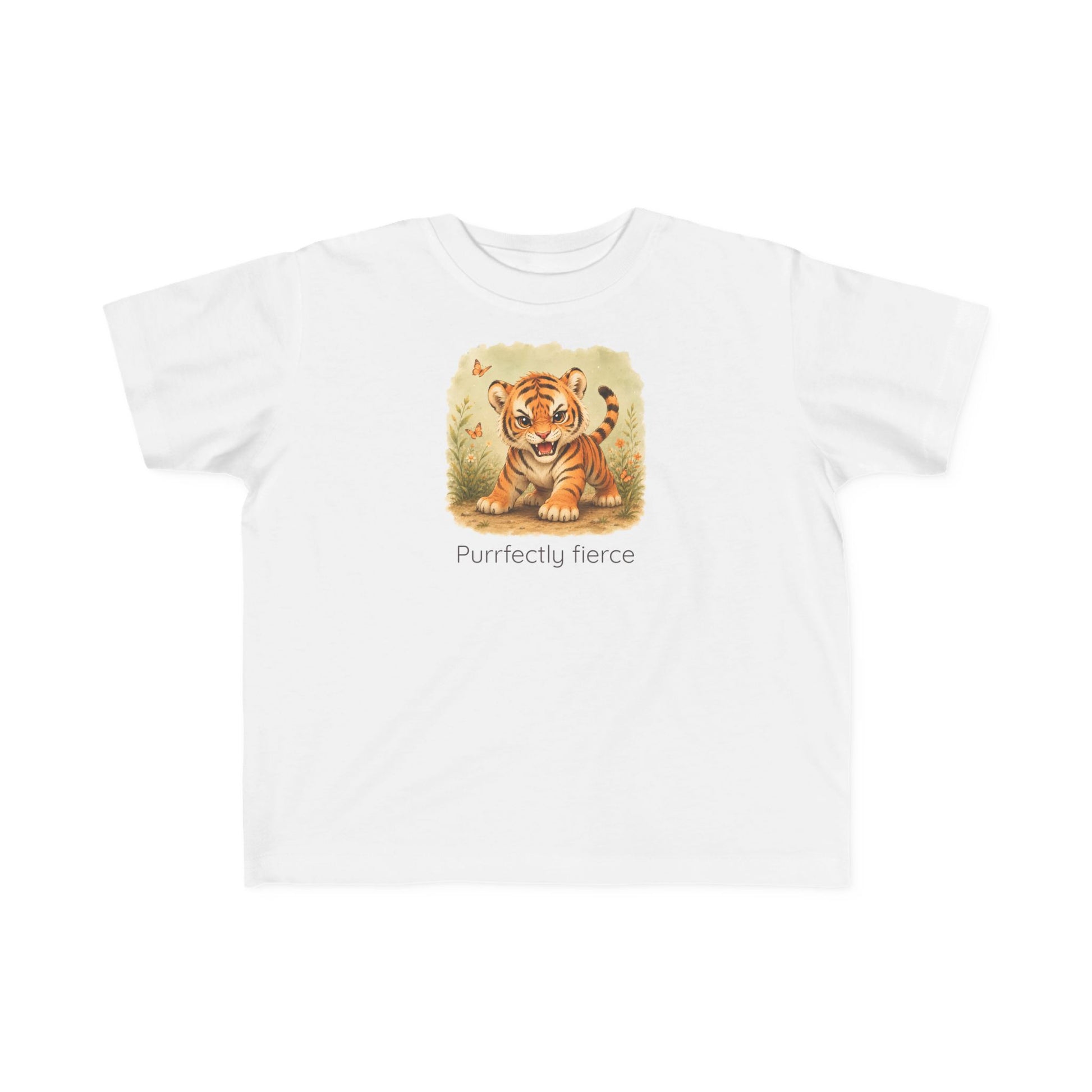 Tiger print toddler t-shirt in Light Blue, gender-neutral kids clothing
