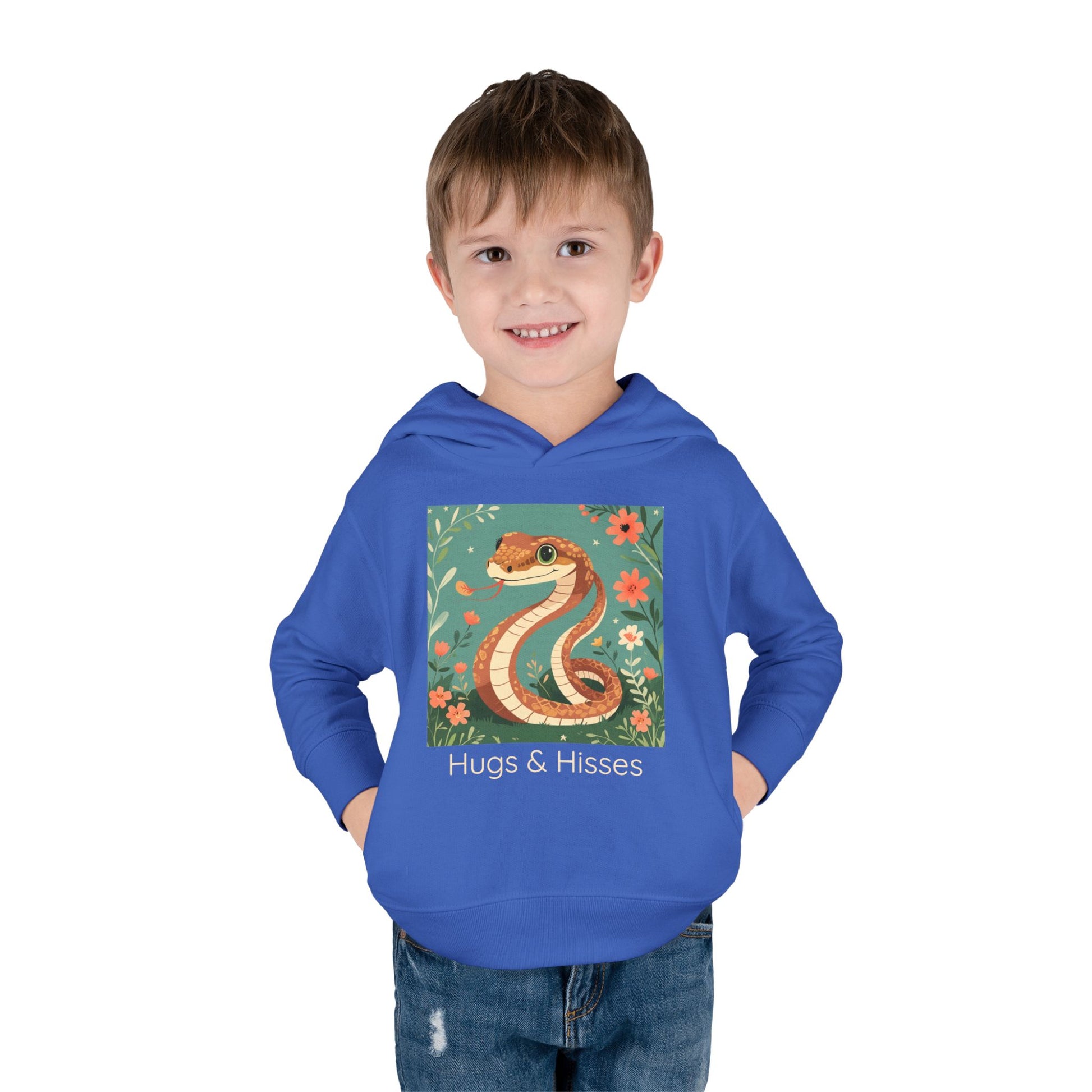 Snake print with floral accents toddler hoodie sweatshirt in Heather, gender-neutral kids clothing