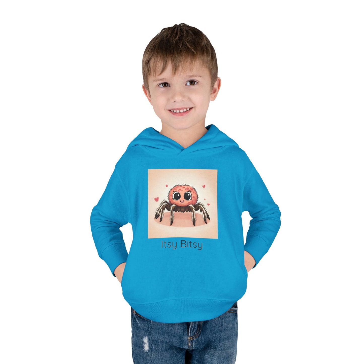 Spider print toddler hoodie sweatshirt in Vintage Hot Pink, gender-neutral kids clothing