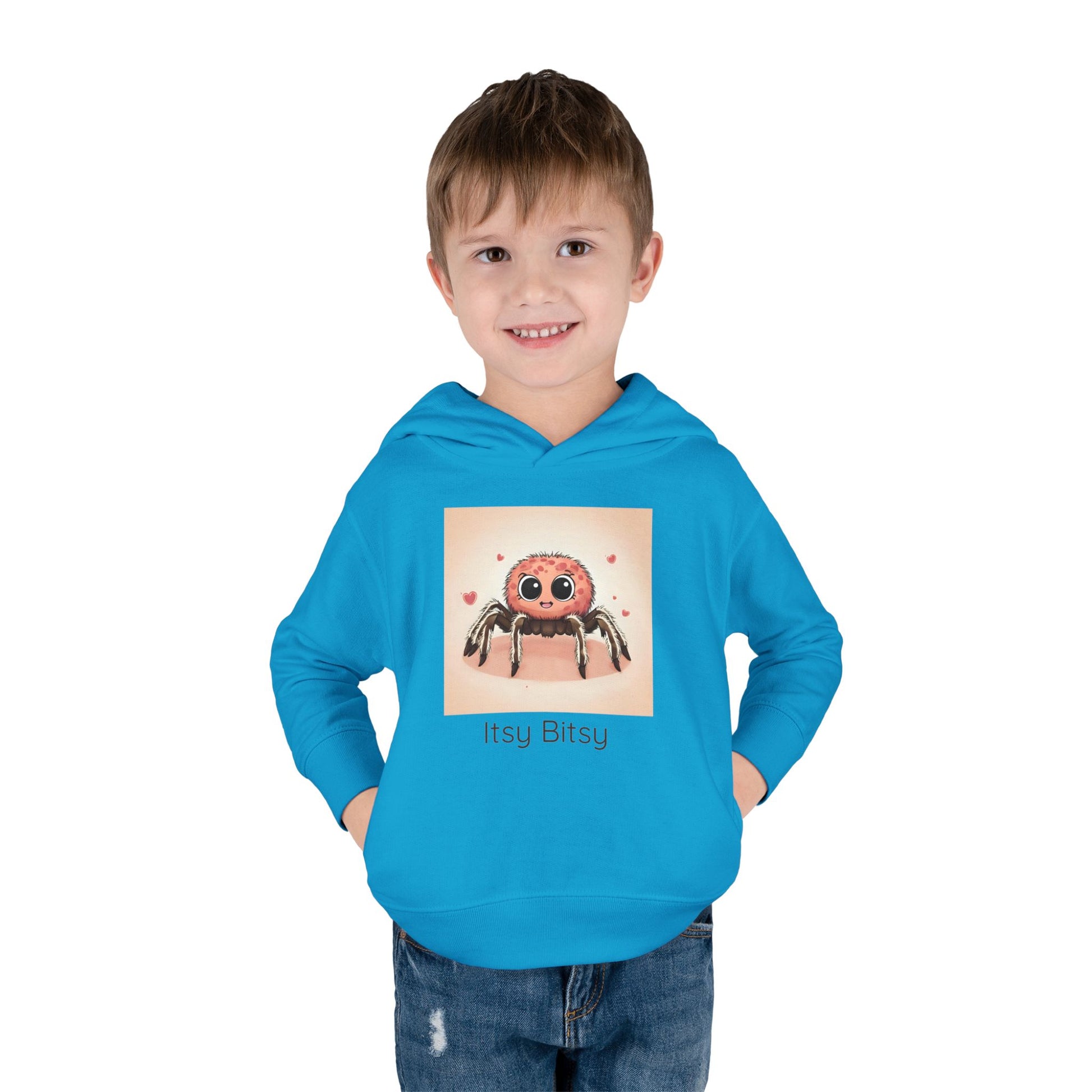 Spider print toddler hoodie sweatshirt in Vintage Hot Pink, gender-neutral kids clothing