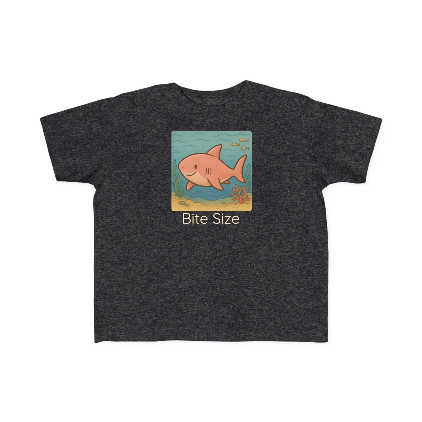 Shark print toddler t-shirt in Vintage Coyote Brown, gender-neutral kids clothing