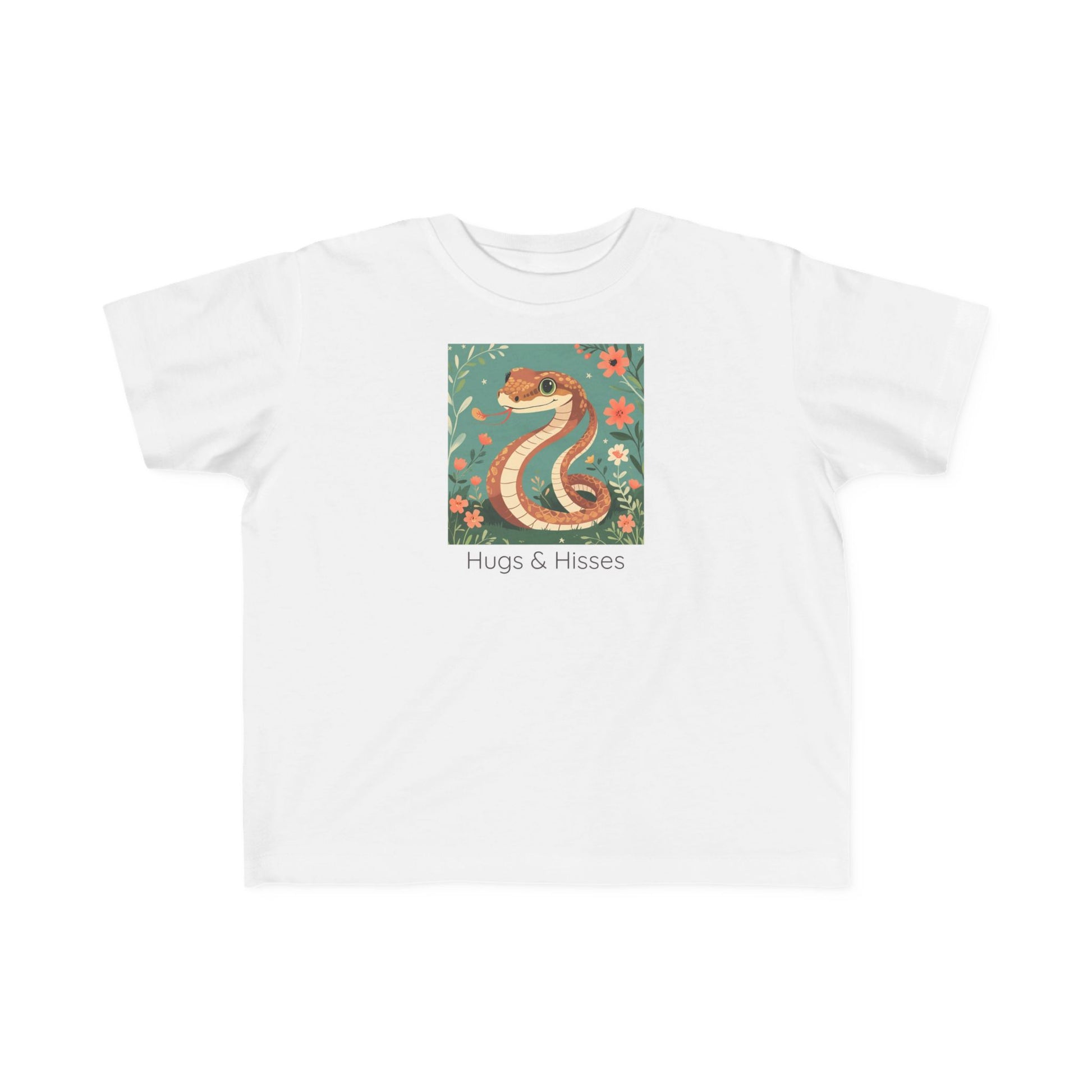Snake print with floral accents toddler t-shirt in Light Blue, gender-neutral kids clothing
