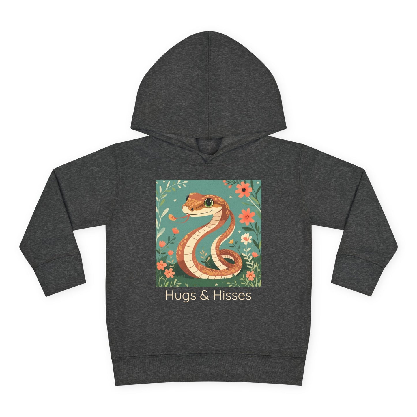 Snake print with floral accents toddler hoodie sweatshirt in Vintage Royal, gender-neutral kids clothing