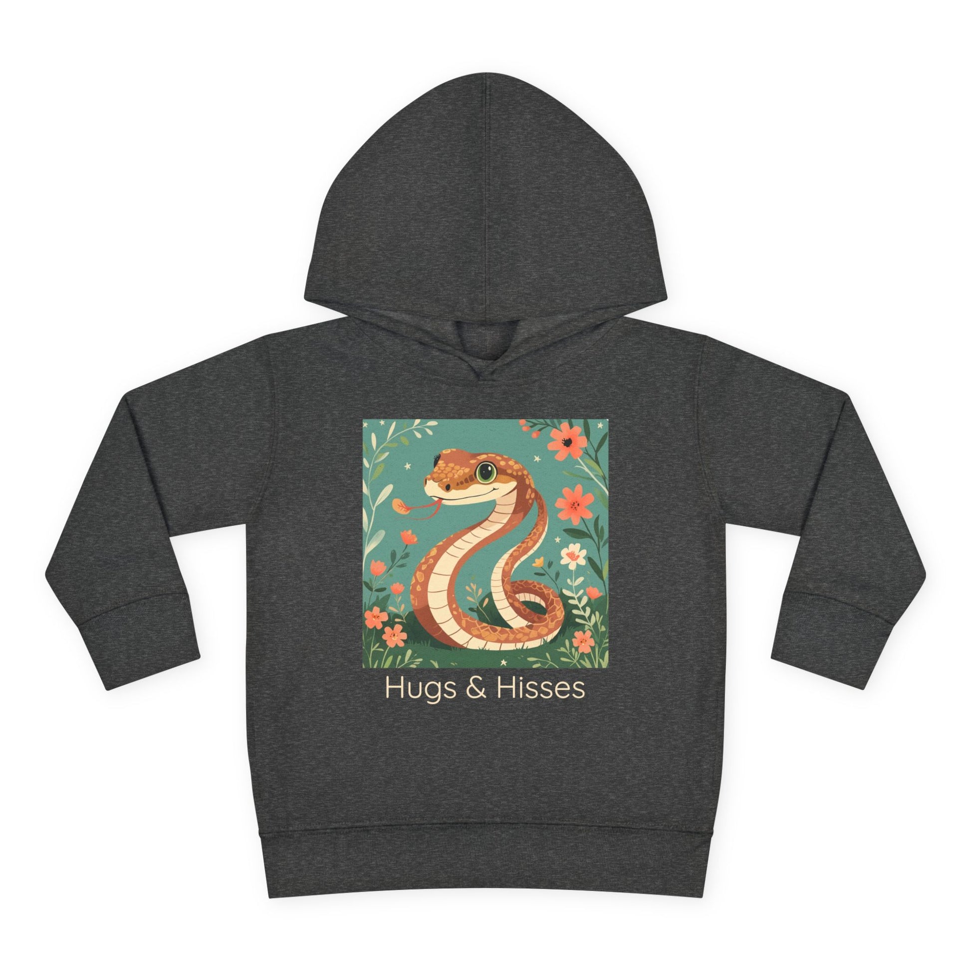Snake print with floral accents toddler hoodie sweatshirt in Vintage Royal, gender-neutral kids clothing
