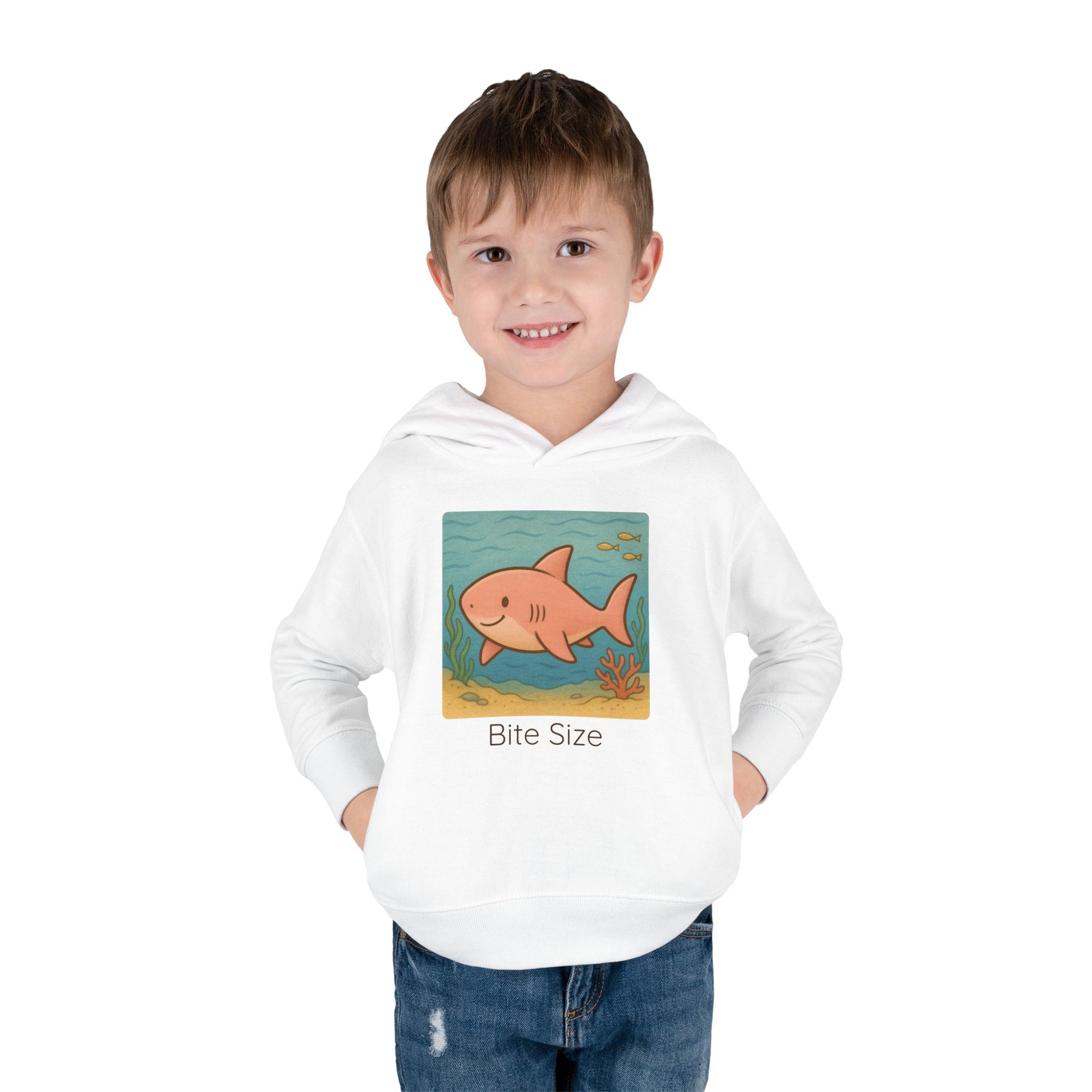 Shark print toddler hoodie sweatshirt in Pink, gender-neutral kids clothing