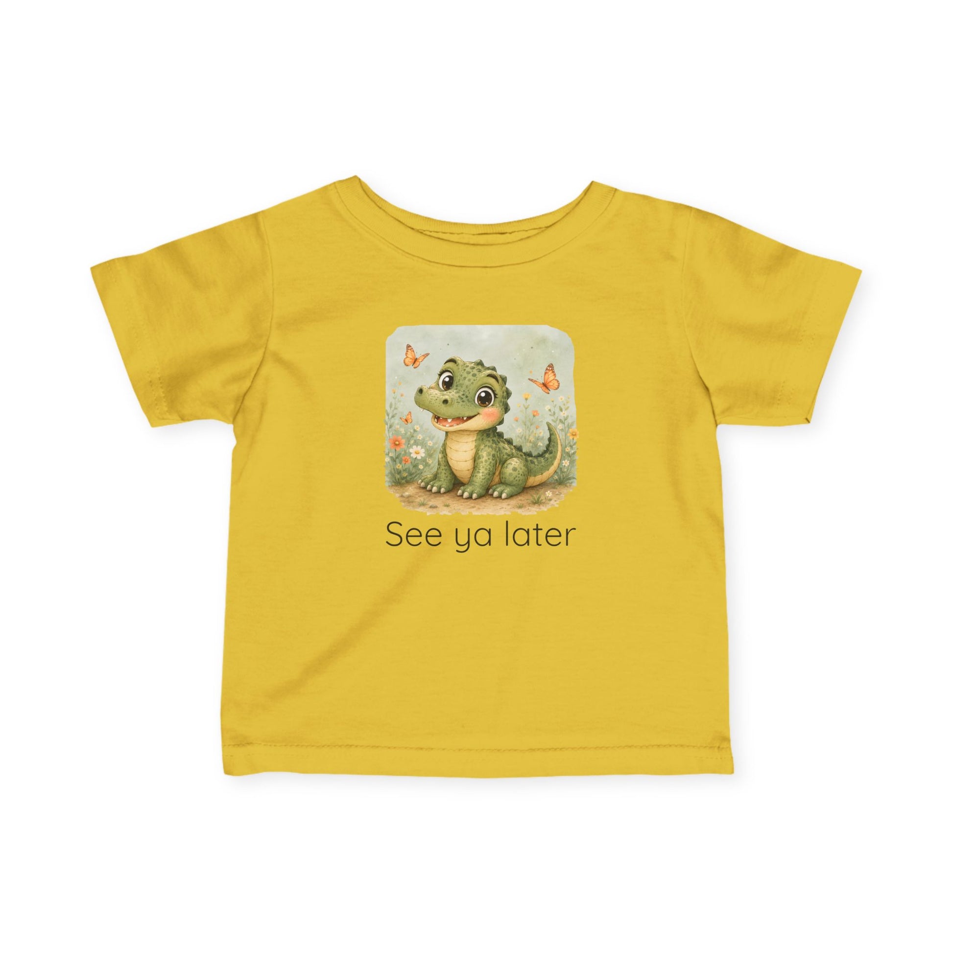 Alligator print infant t-shirt in White, gender-neutral kids clothing