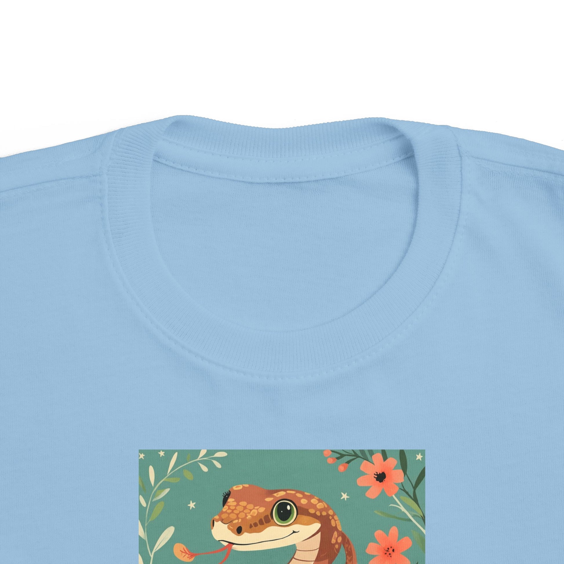 Snake print with floral accents toddler t-shirt in Vintage Smoke, gender-neutral kids clothing
