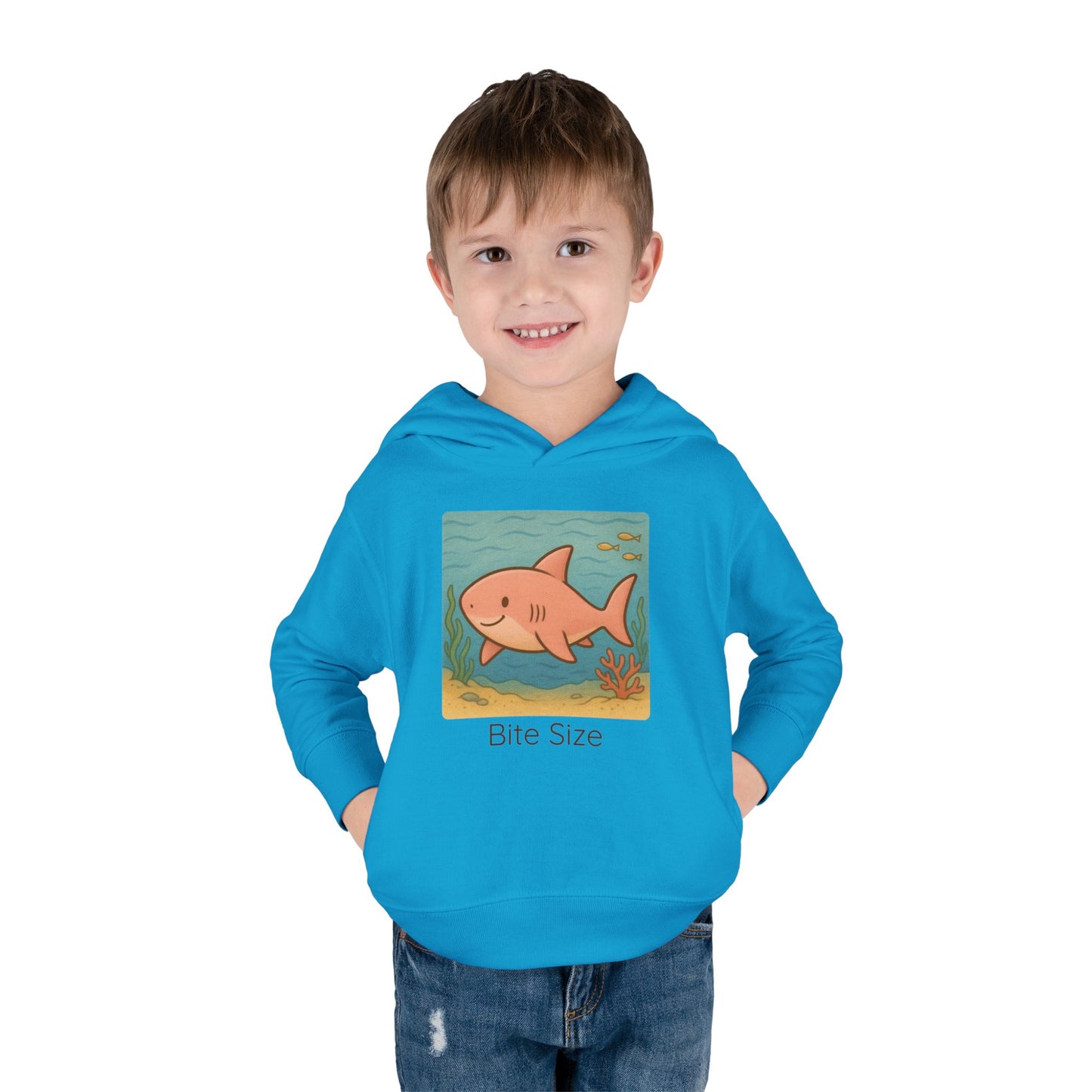 Shark print toddler hoodie sweatshirt in Vintage Hot Pink, gender-neutral kids clothing
