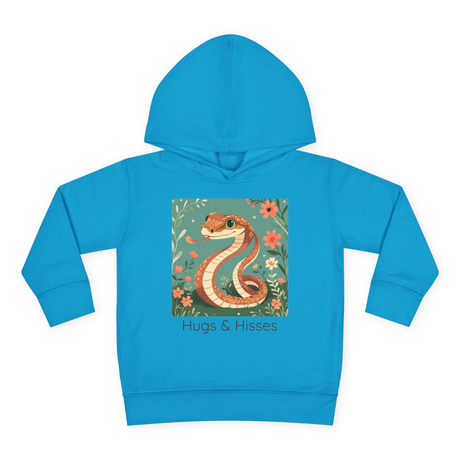 Snake print with floral accents toddler hoodie sweatshirt in Vintage Hot Pink, gender-neutral kids clothing