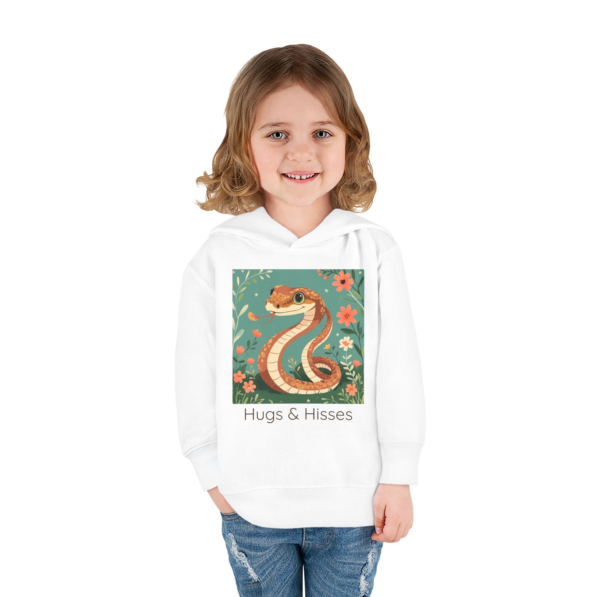 Snake print with floral accents toddler hoodie sweatshirt in Turquoise, gender-neutral kids clothing