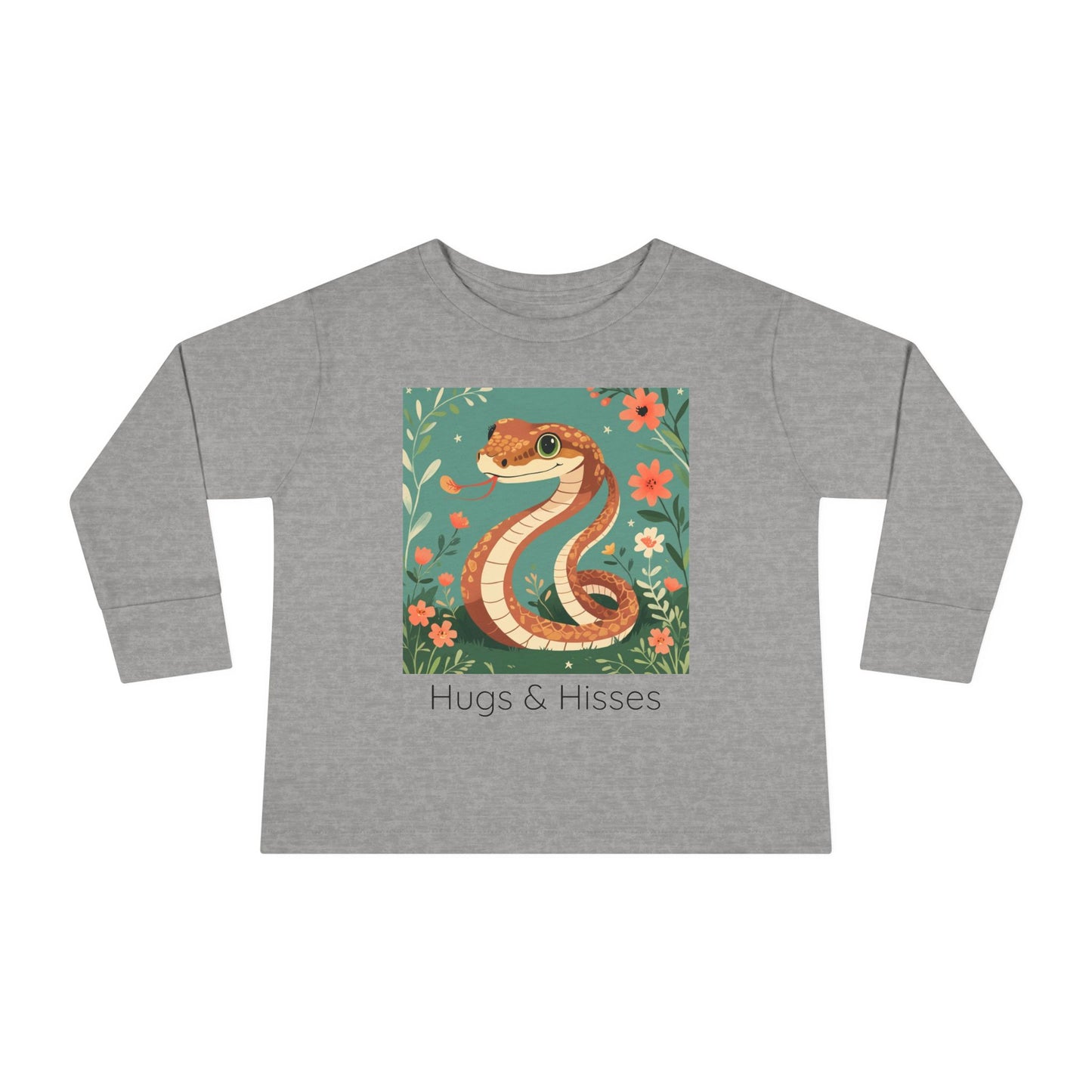 Snake print with floral accents toddler long sleeve shirt in Light Blue, gender-neutral kids clothing
