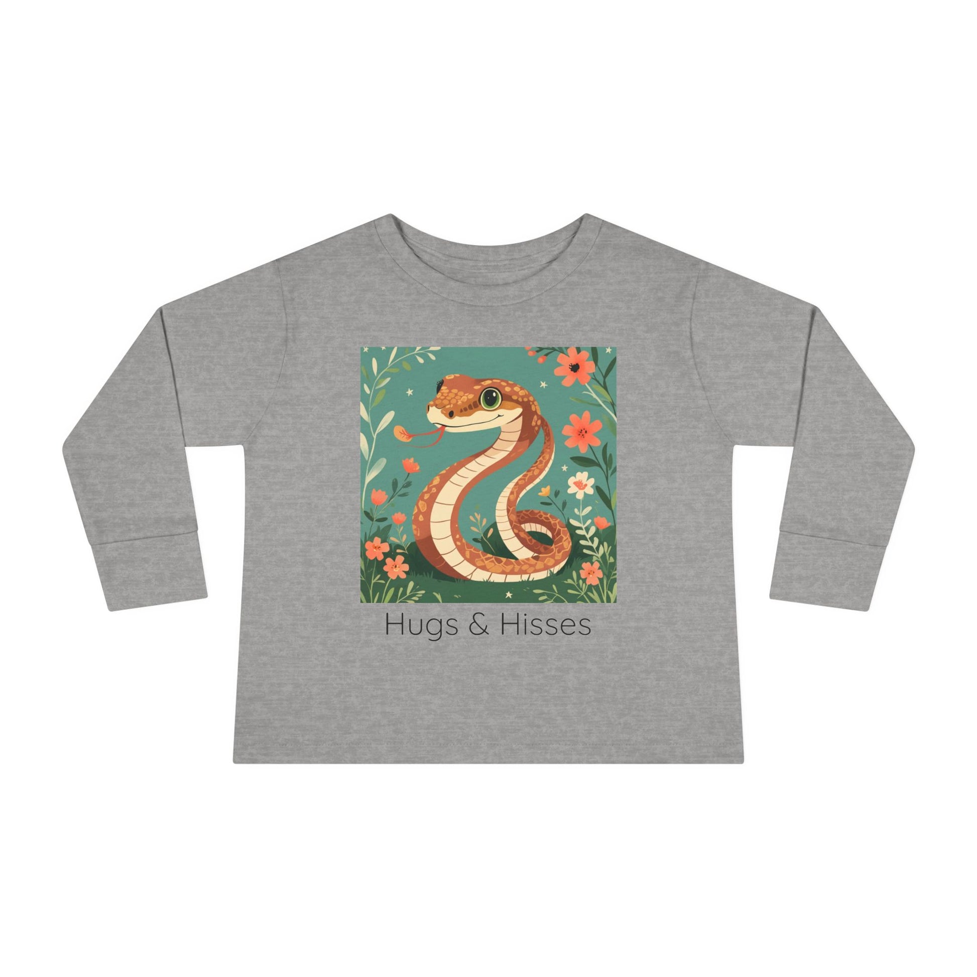Snake print with floral accents toddler long sleeve shirt in Light Blue, gender-neutral kids clothing