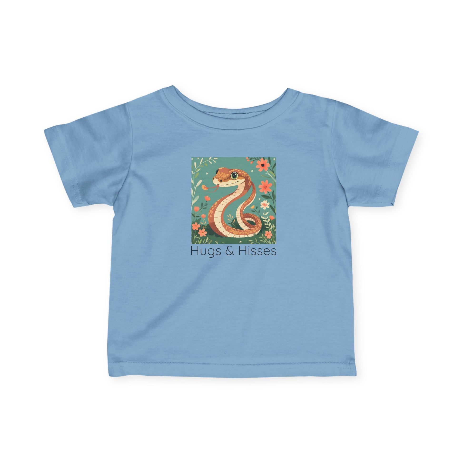 Snake print with floral accents infant t-shirt in White, gender-neutral kids clothing