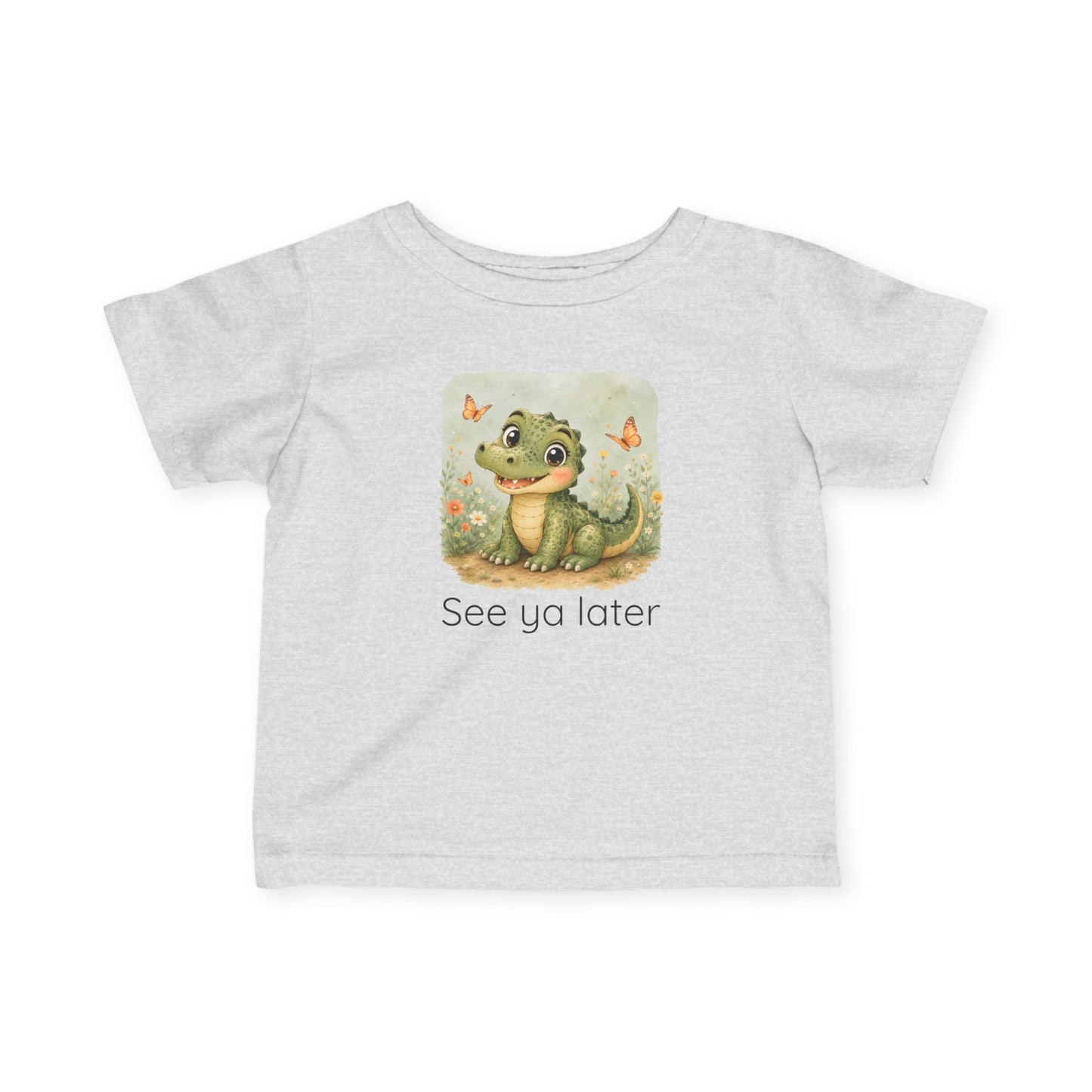 Alligator print infant t-shirt in Light Blue, gender-neutral kids clothing