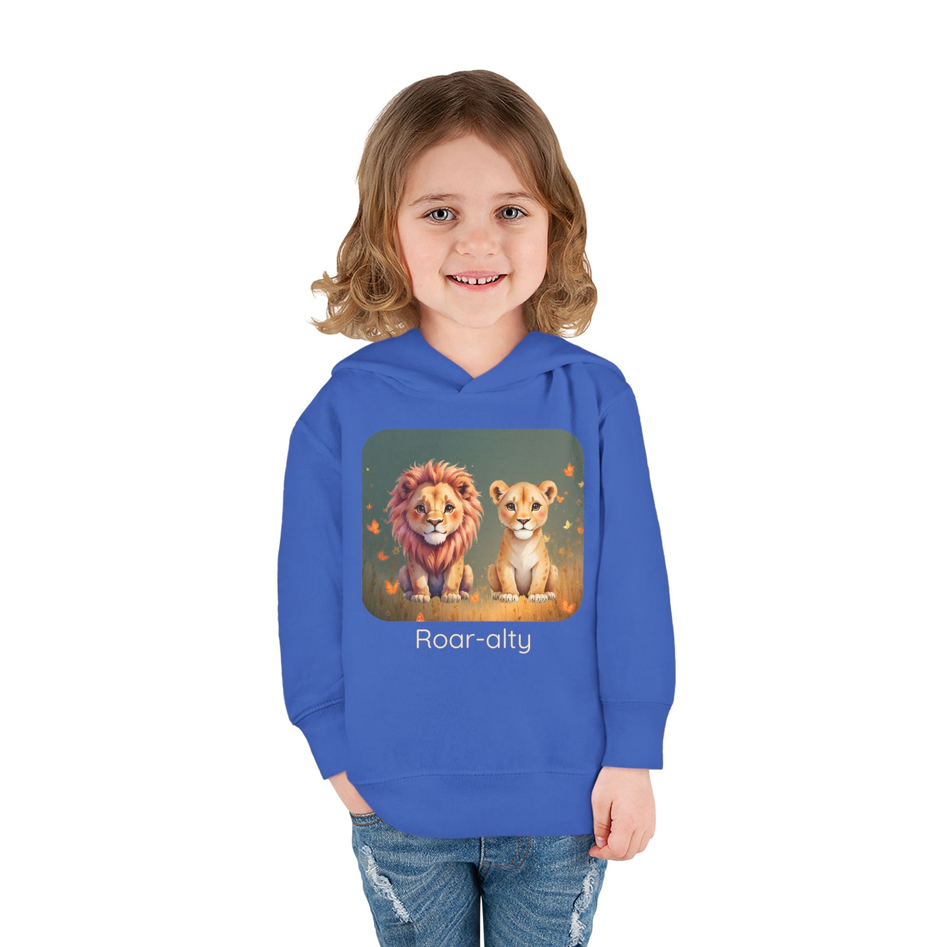 Lion print toddler hoodie sweatshirt in Pink, gender-neutral kids clothing