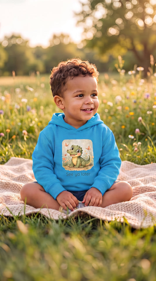 Alligator Toddler Hoodie - Turquoise