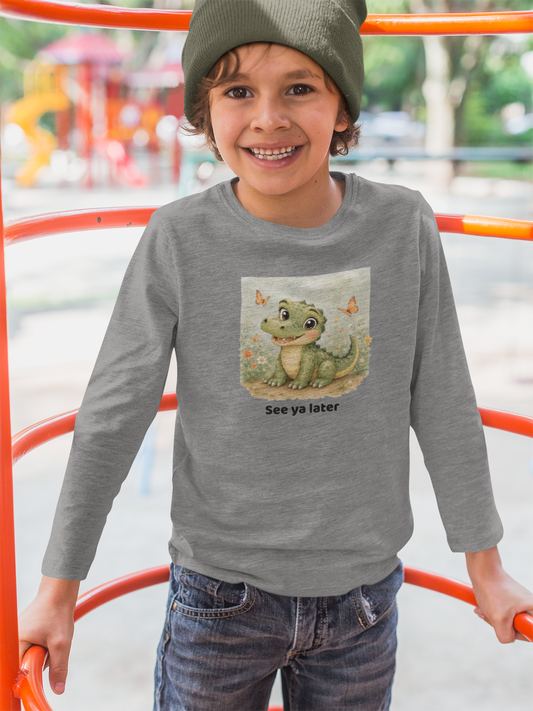 Alligator Toddler Long Sleeve Shirt - Heather