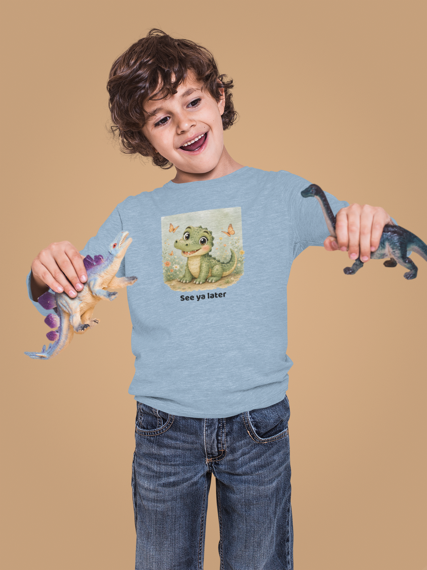Alligator Toddler Long Sleeve Shirt - Light Blue