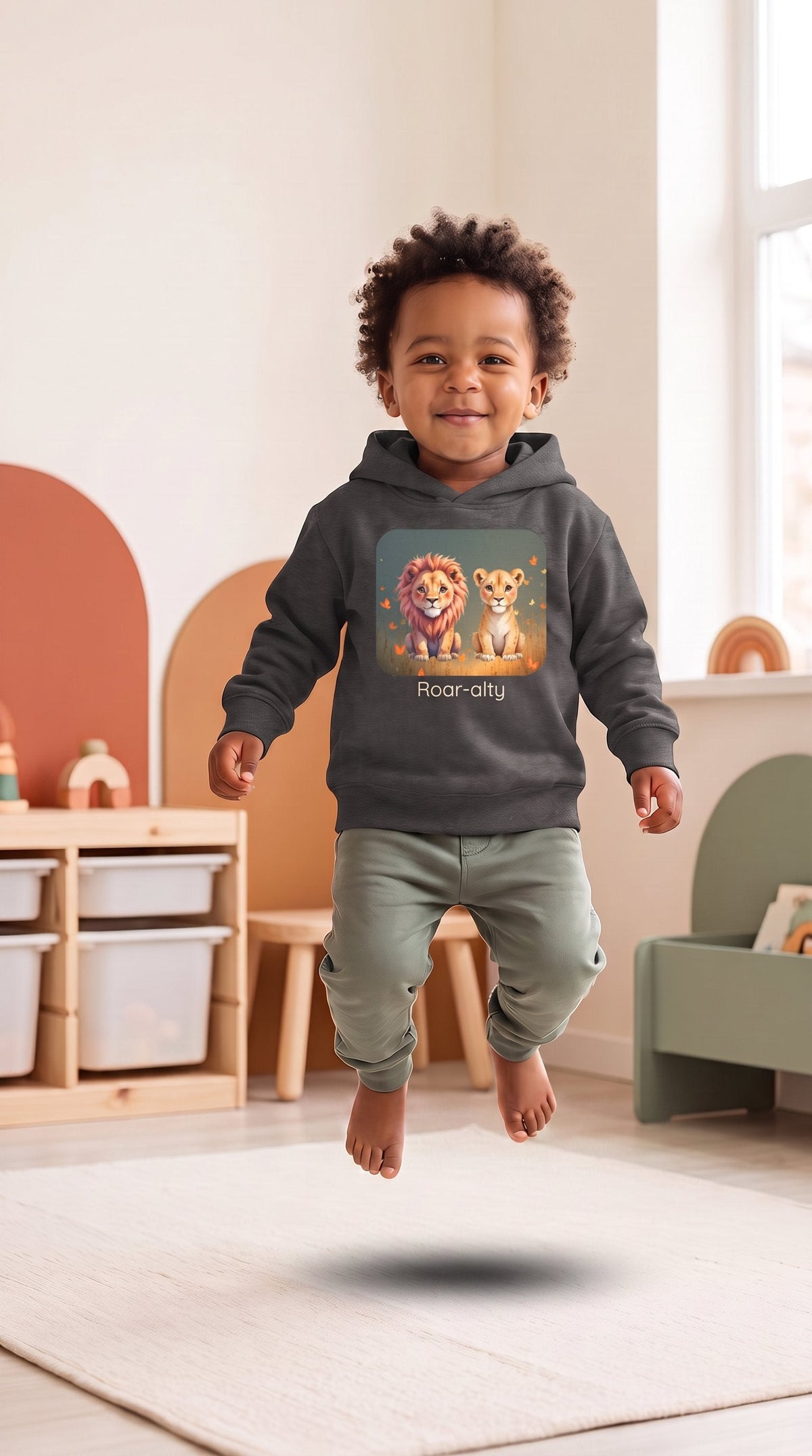 Lion Toddler Hoodie - Vintage Smoke