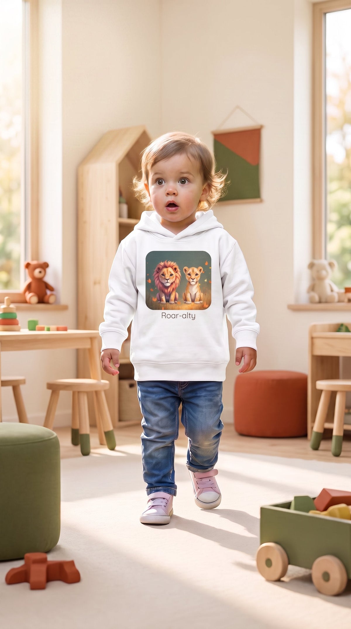 Lion Toddler Hoodie - White