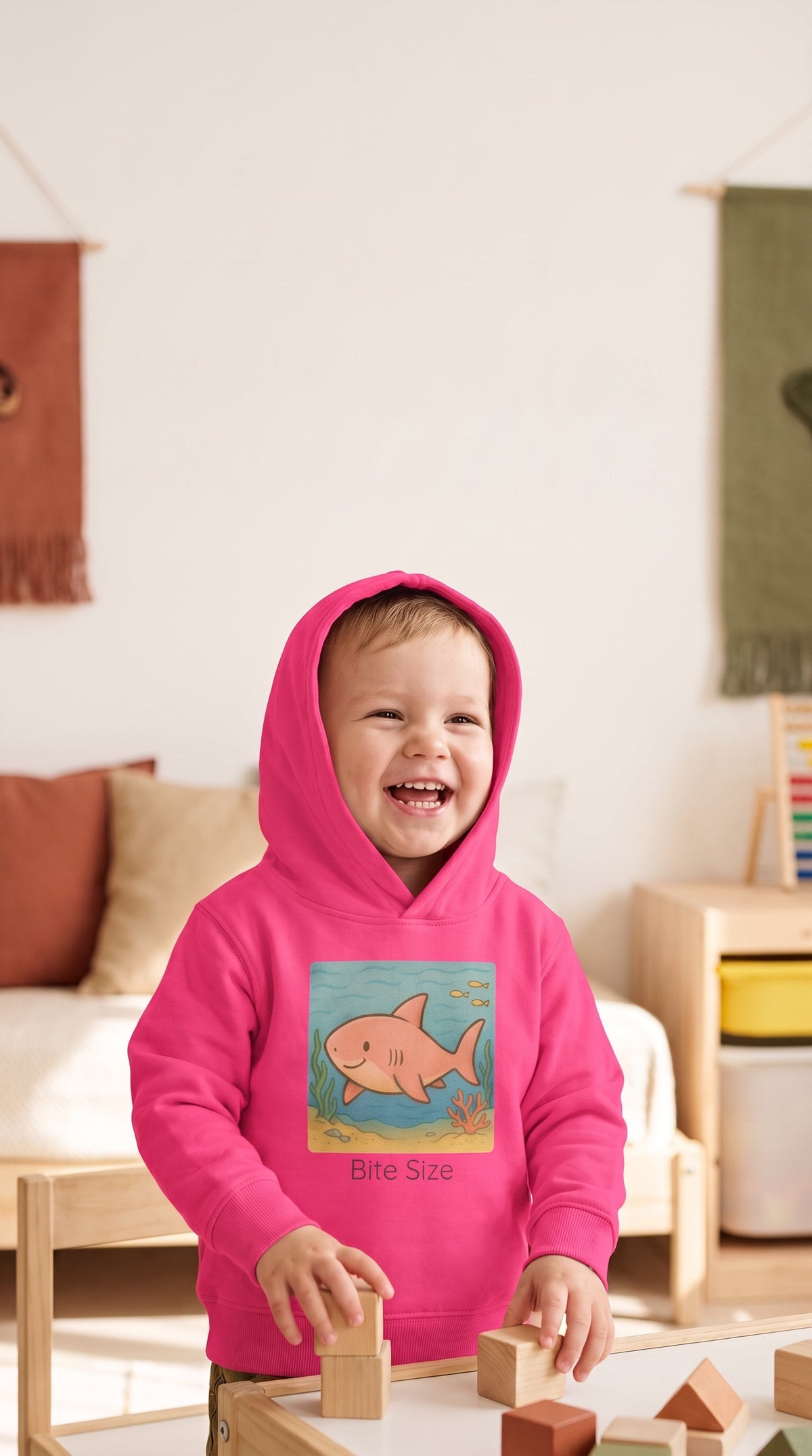 Shark Toddler Hoodie - Vintage Hot Pink
