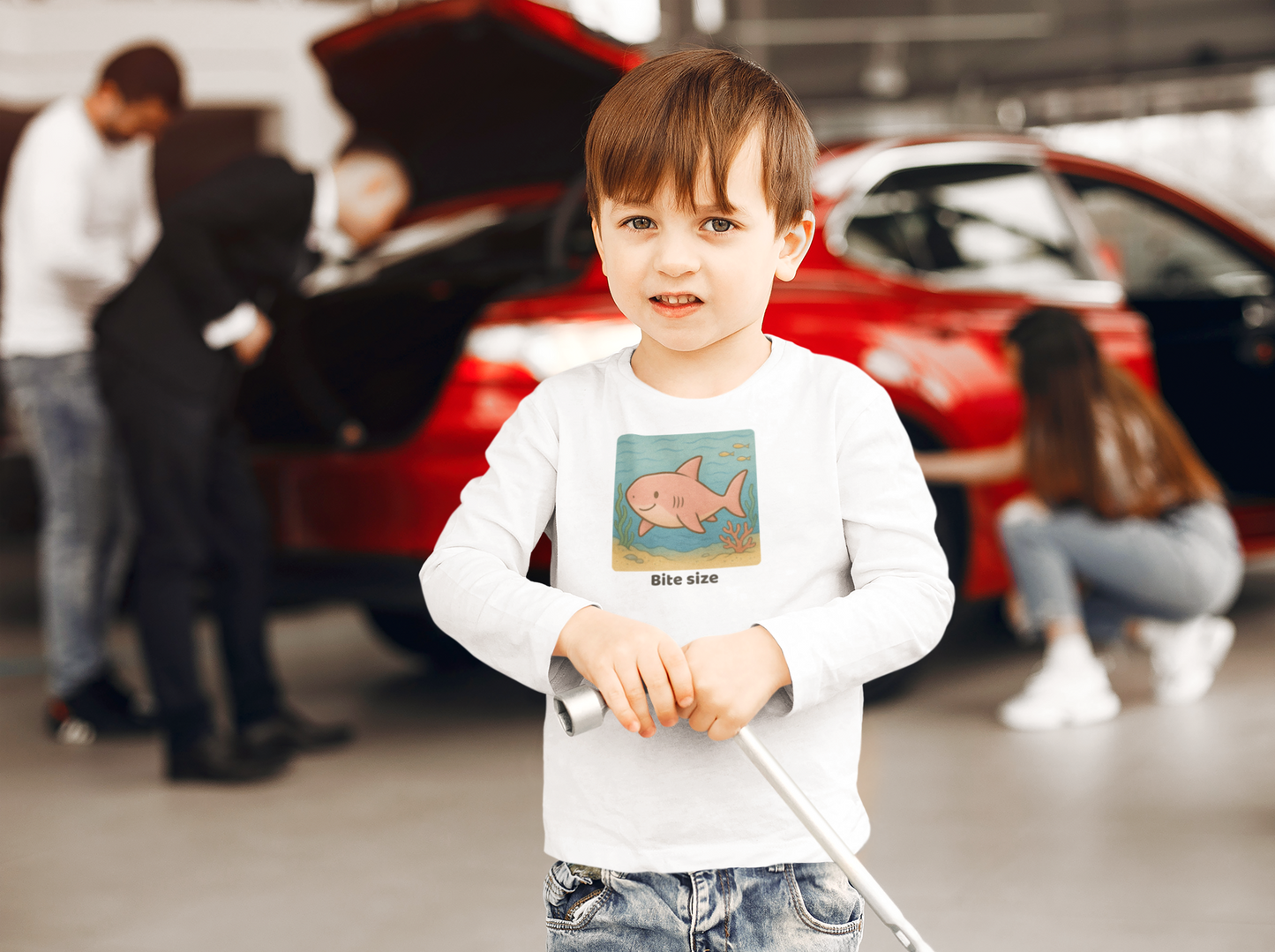 Shark Toddler Long Sleeve Shirt - White