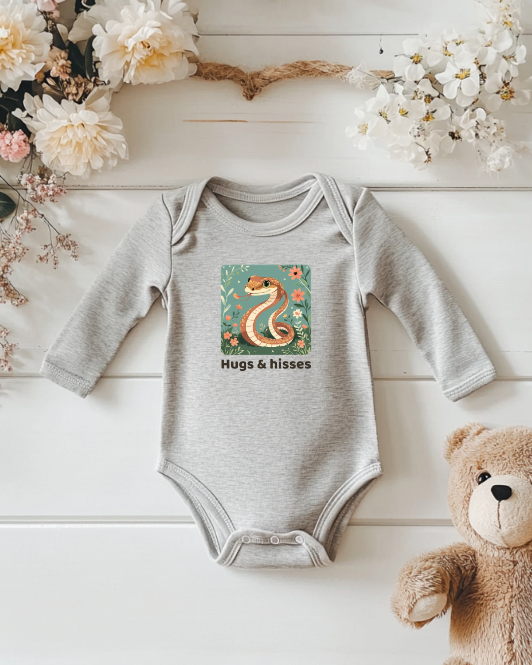Snake Infant Long Sleeve Onesie - Heather
