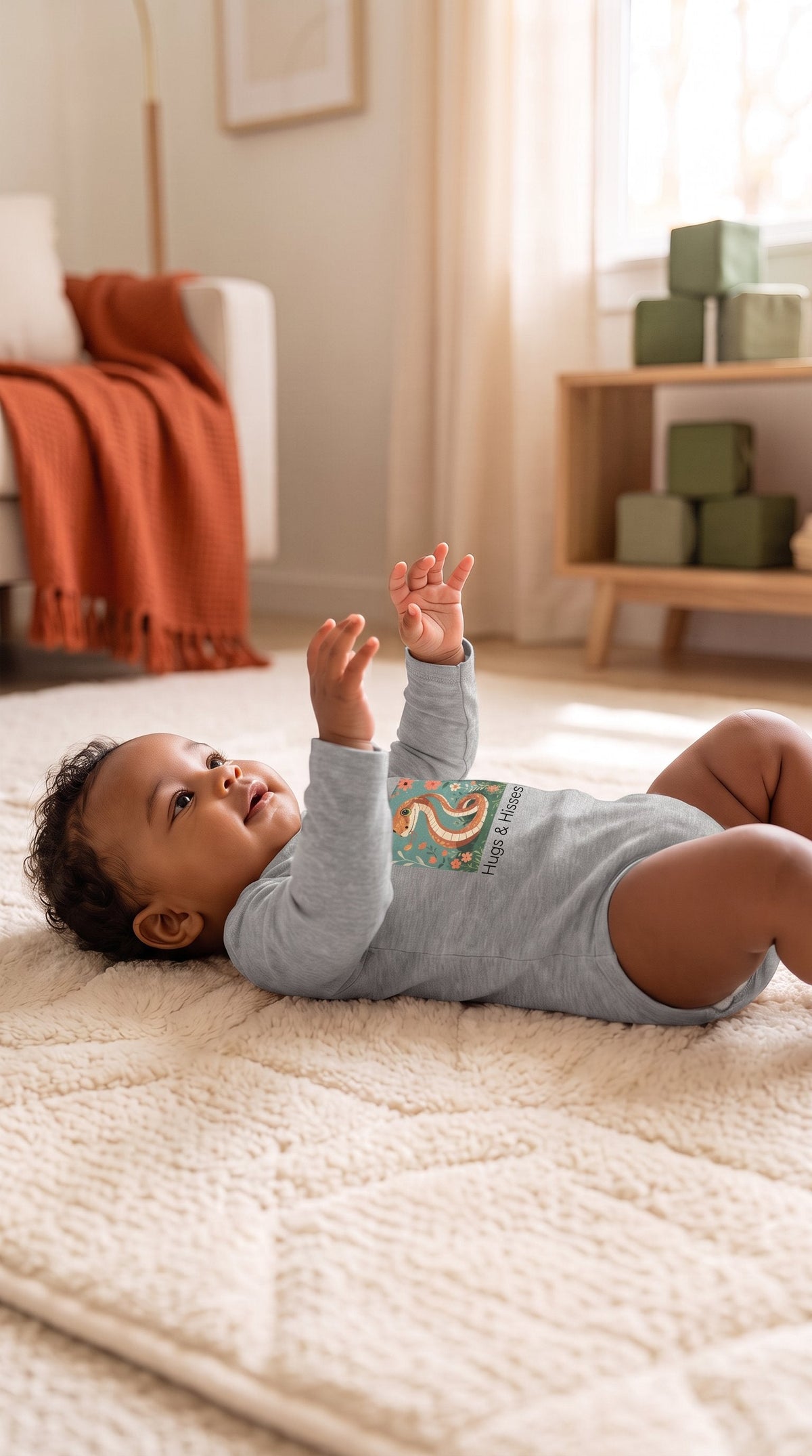 Snake Infant Long Sleeve Onesie - Heather