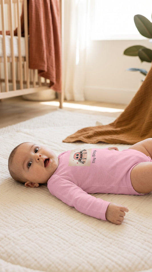Spider Infant Long Sleeve Onesie - Pink
