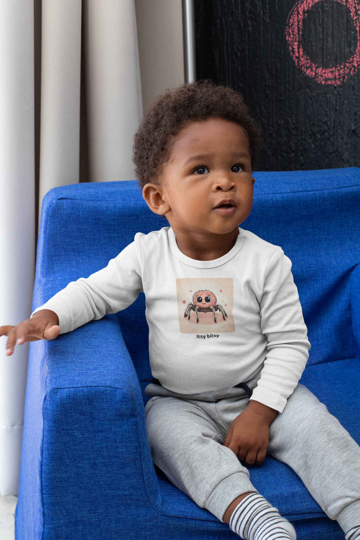 Spider Infant Long Sleeve Onesie - White