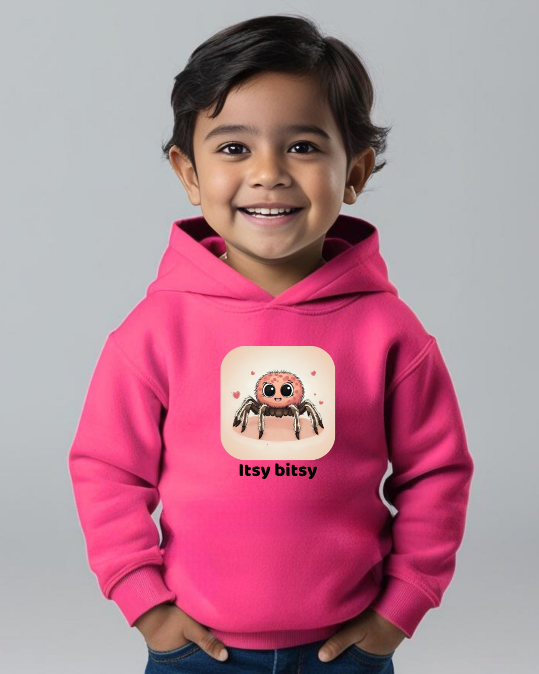 Spider Toddler Hoodie - Vintage Hot Pink