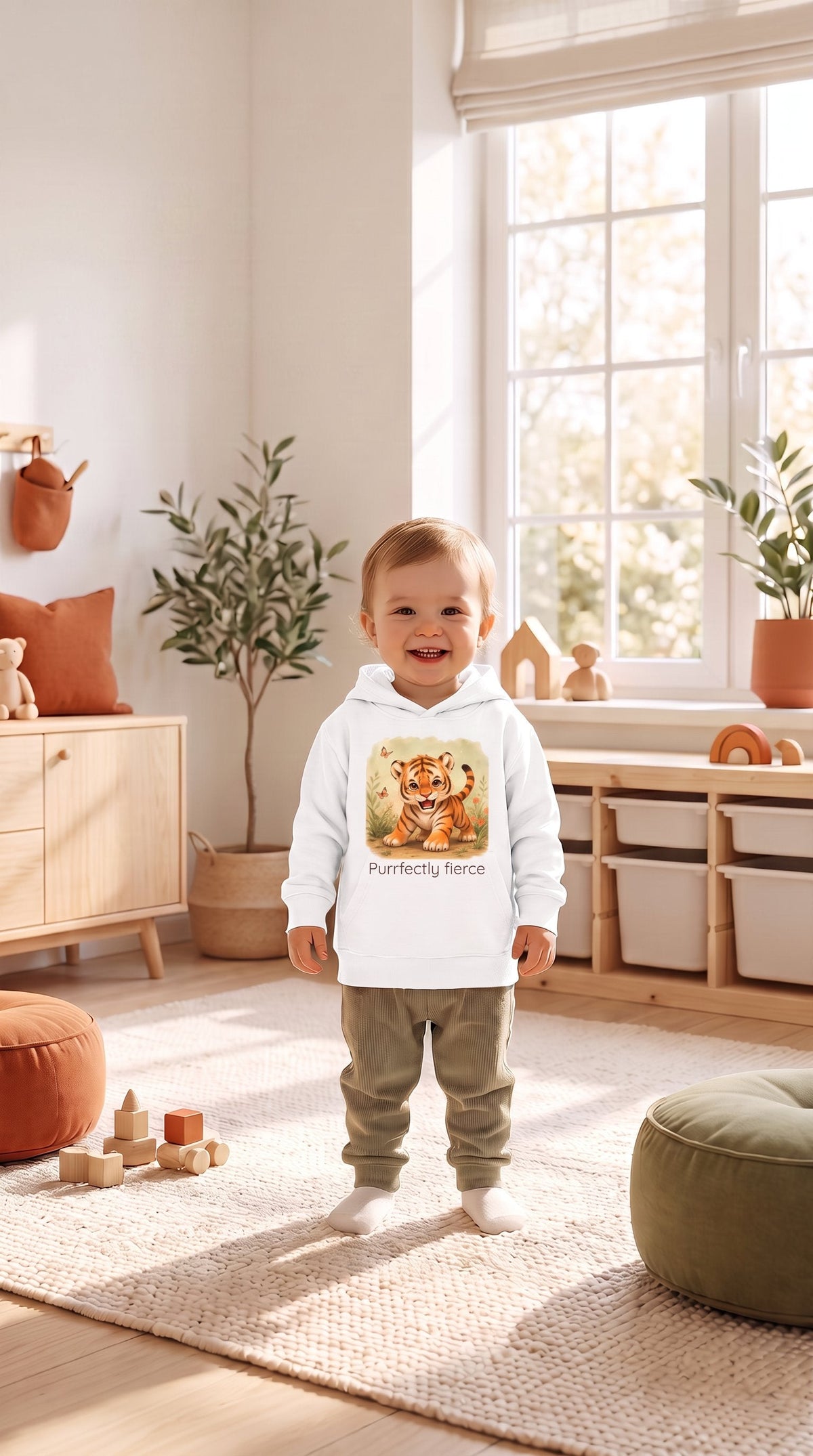Tiger Toddler Hoodie - Heather