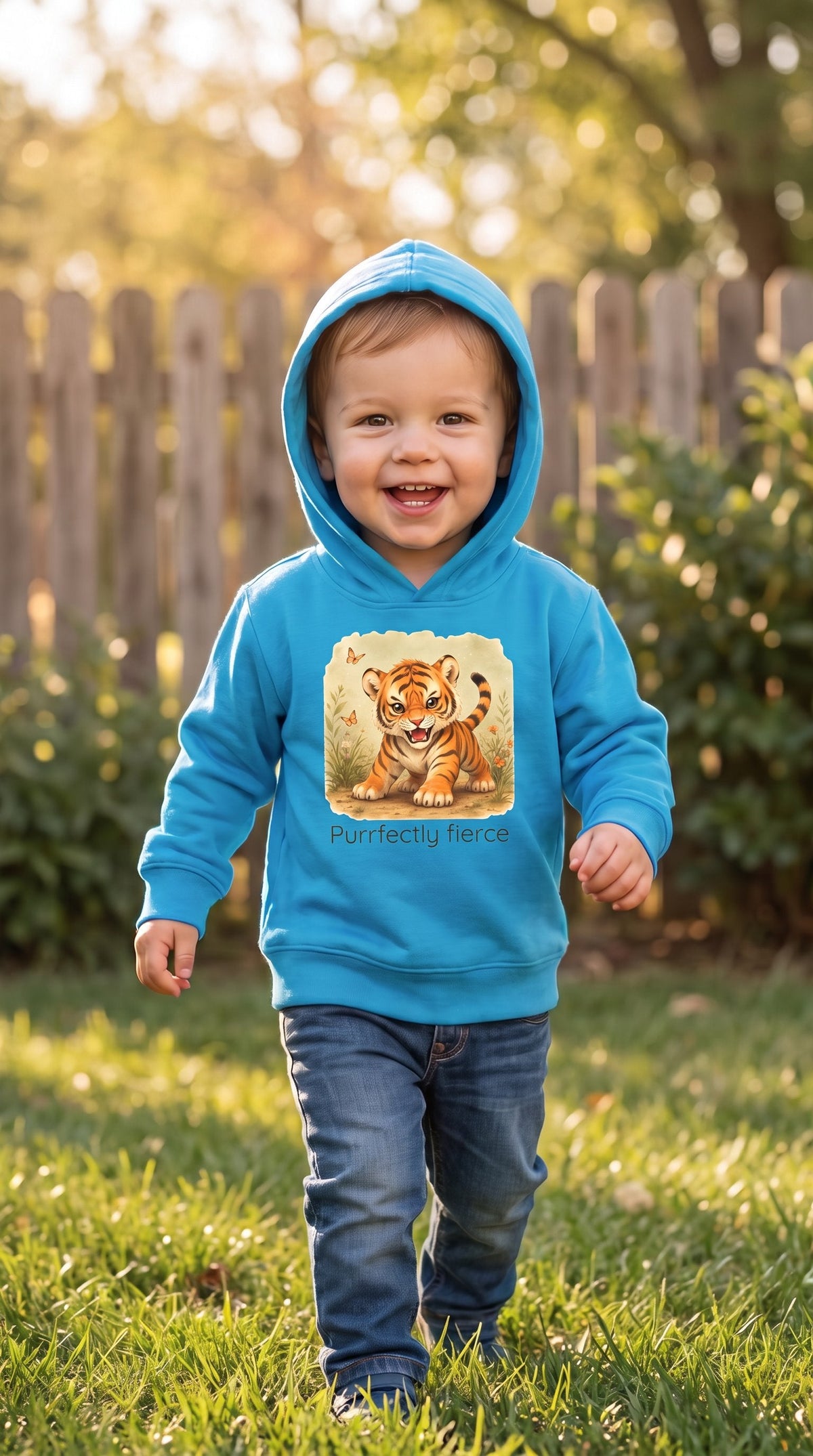 Tiger Toddler Hoodie - Turquoise