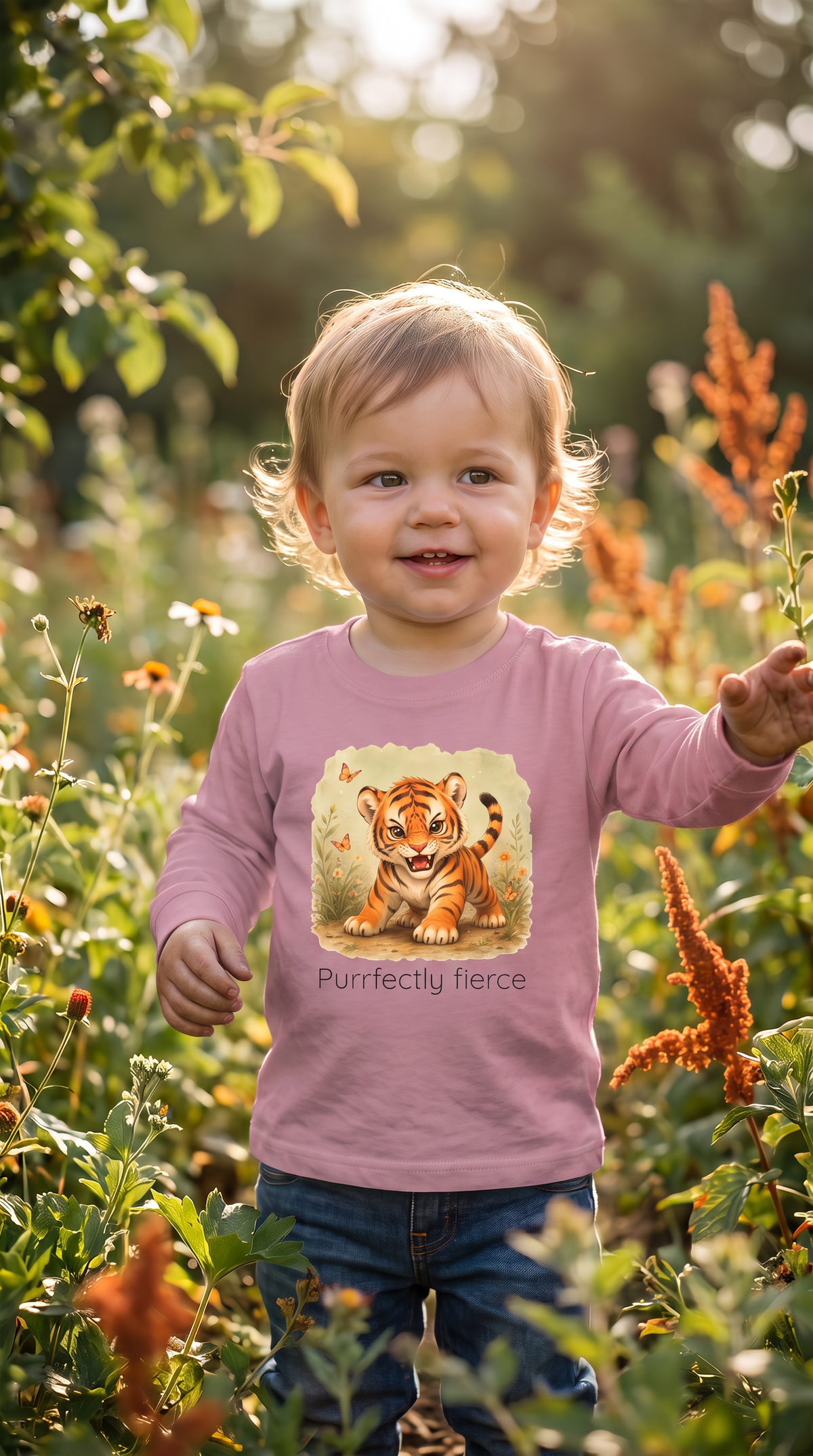 Tiger Toddler Long Sleeve Shirt - Pink