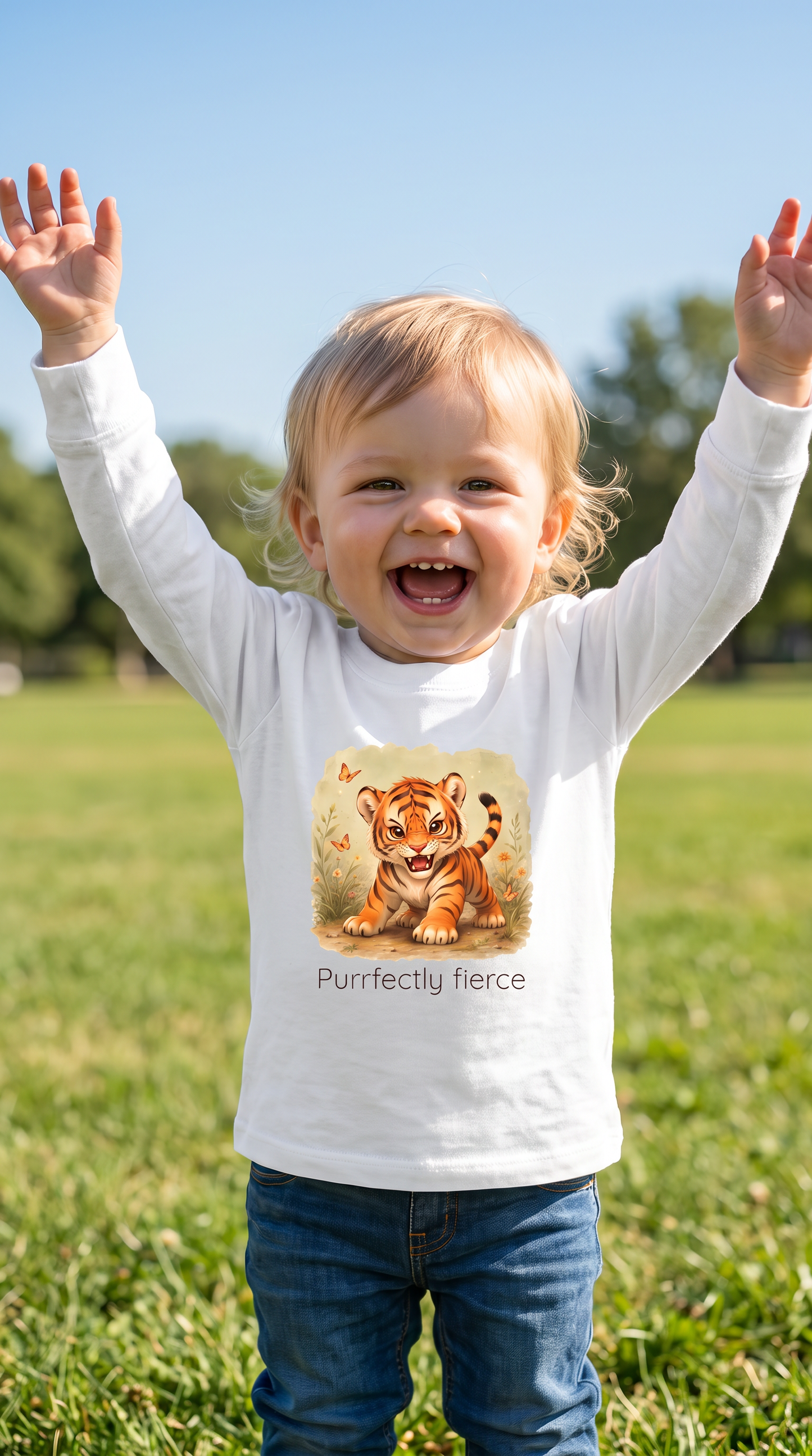 Tiger Toddler Long Sleeve Shirt - White